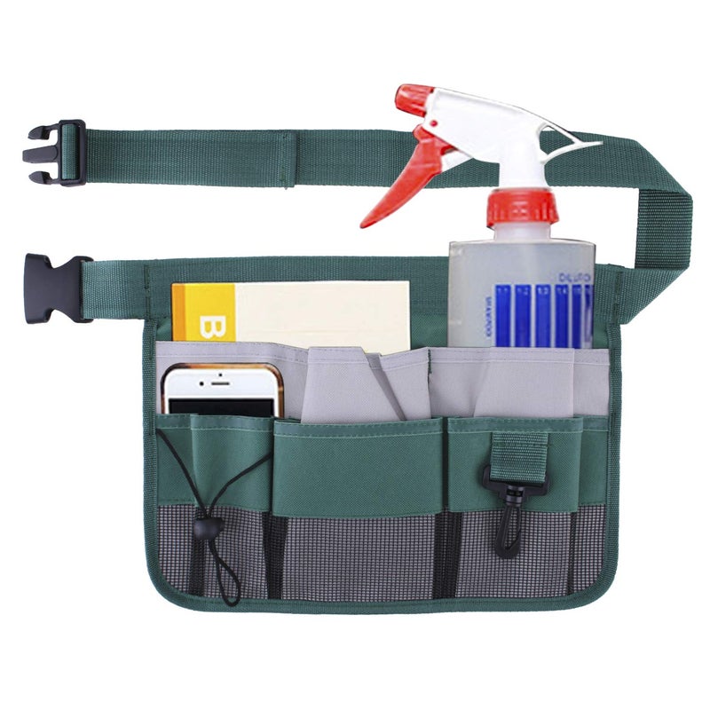 Geboor Gardening Tool Waist Bag Belt Heavy Duty Oxford Tool Apron with 7 Pockets of Different Sizes and Depth (Green) - Image 1